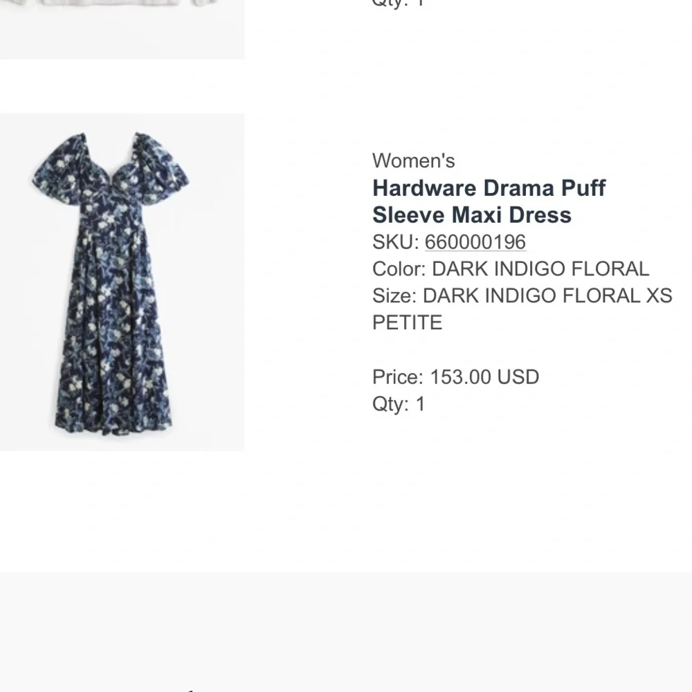 Abercrombie & Fitch Navy Floral Puff-Sleeve Maxi Dress